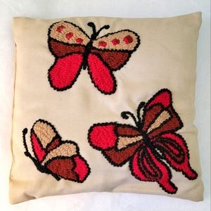 Embroidered butterfly pillow